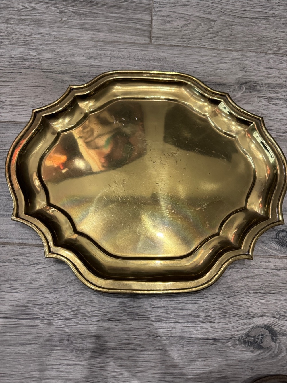 Brass Decorative Scalloped Serving Tray
